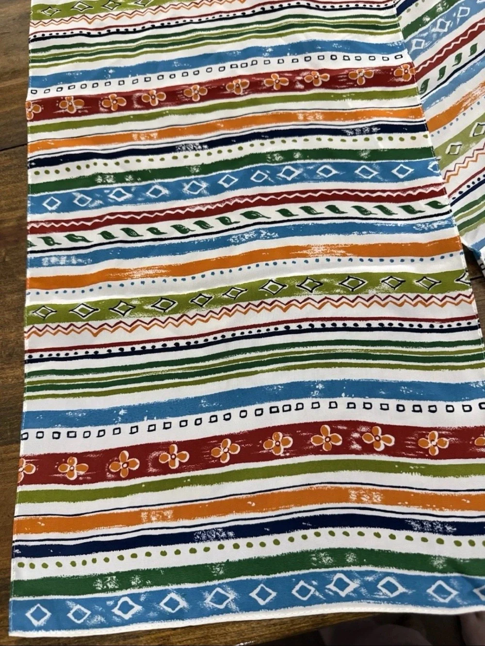 Talbots Silk Scarf 🧣 Striped Multicolor Scarf with Folk-Inspired Pattern